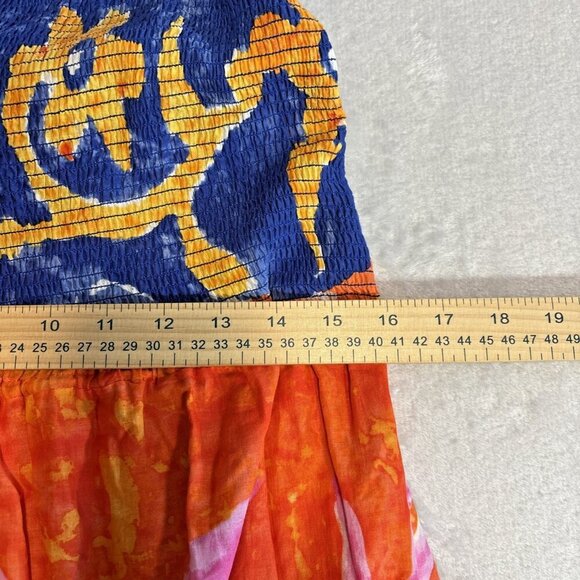 LAUREN RALPH LAUREN Maxi Dress Tiered Tie-Shoulder Tropical Print Ruched Tube SP - Picture 7 of 13